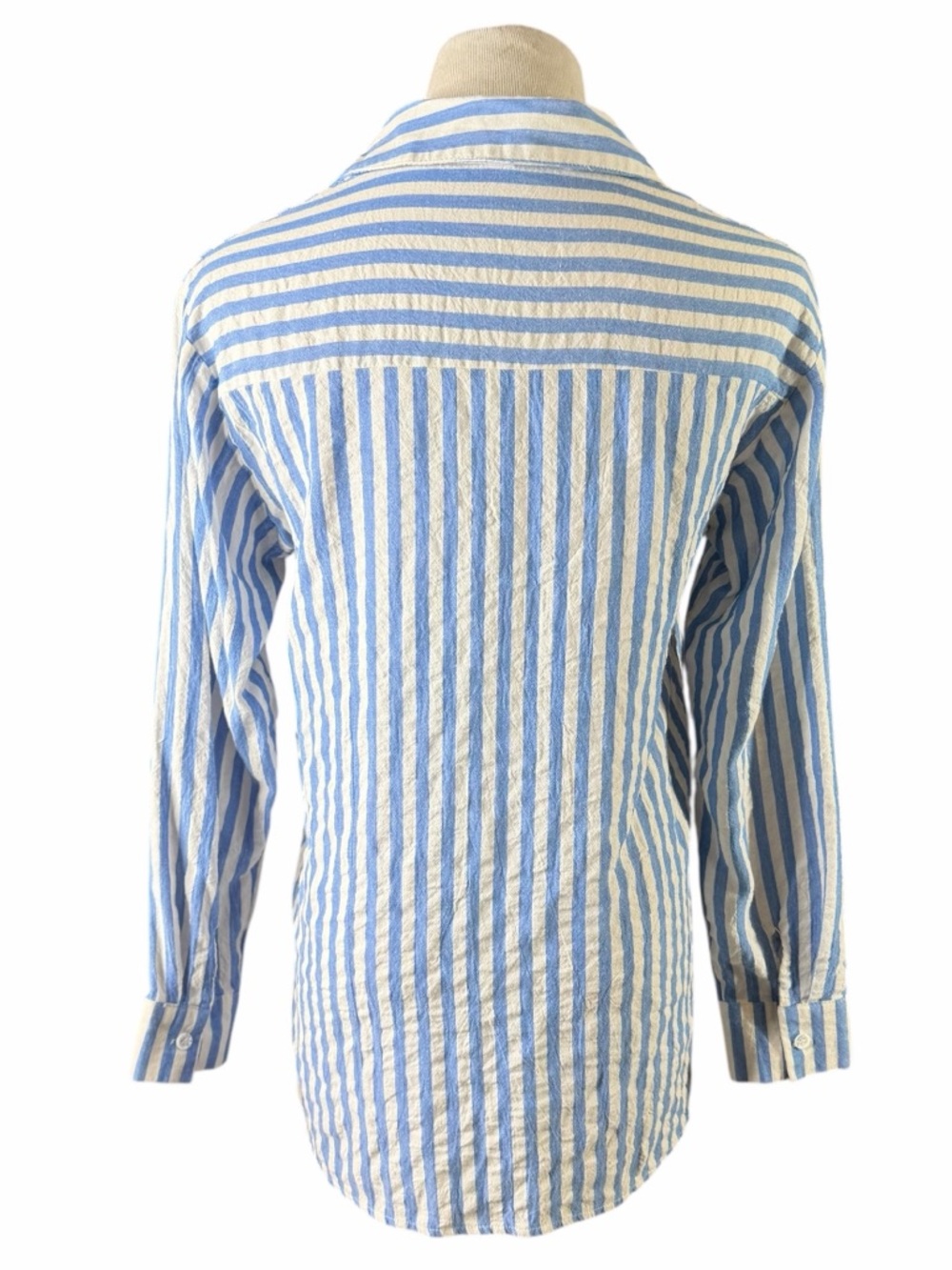 Boutique RSWO Blue & White Stripe Long Sleeve Button Down - Size Small - Picture 4 of 16